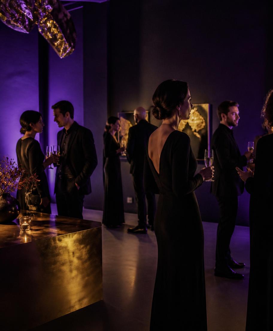 Guests at an elegant evening brand launch event