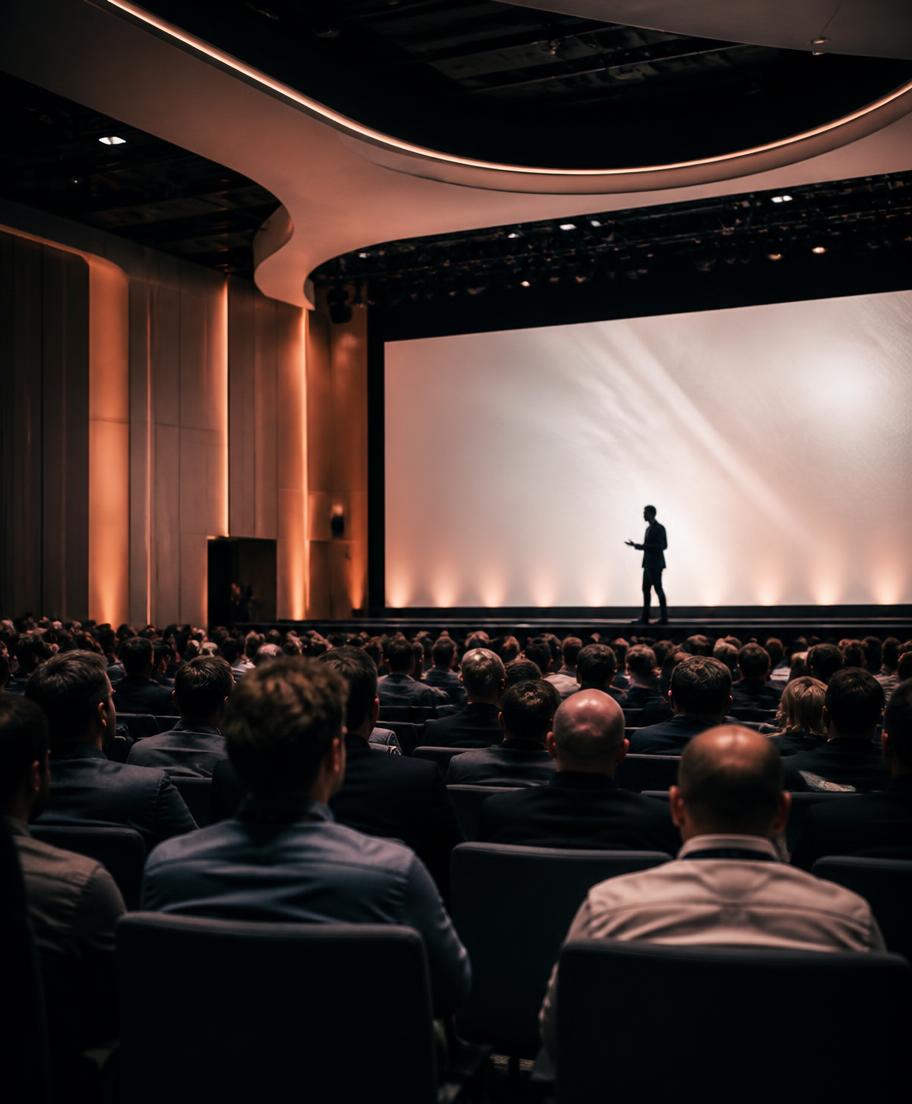 Attendees seated in a modern conference auditorium