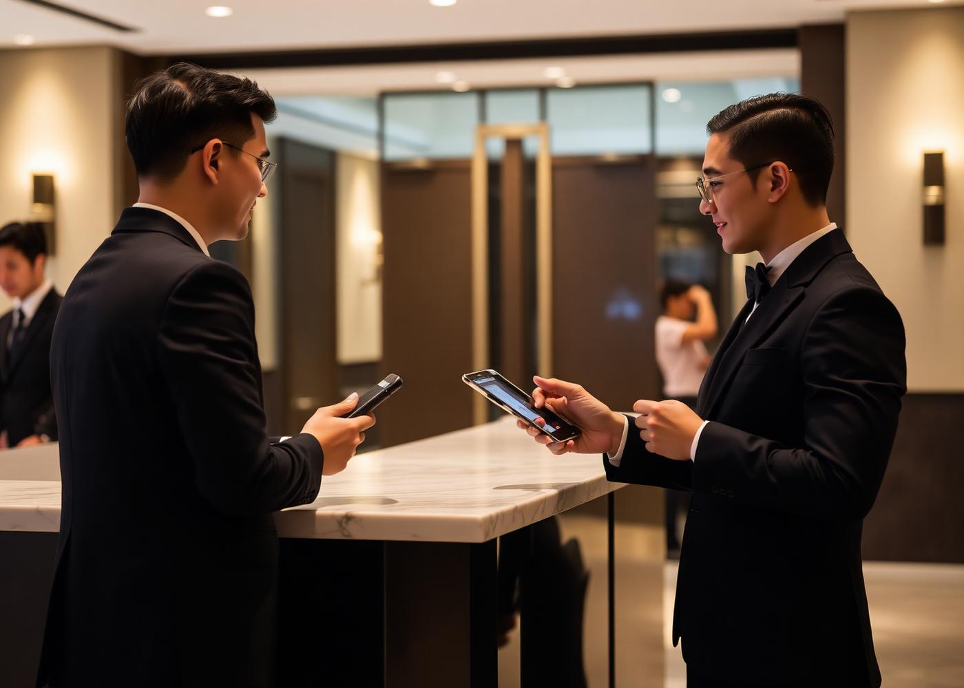 Concierge hosts scanning a guest pass at a premium event entrance desk